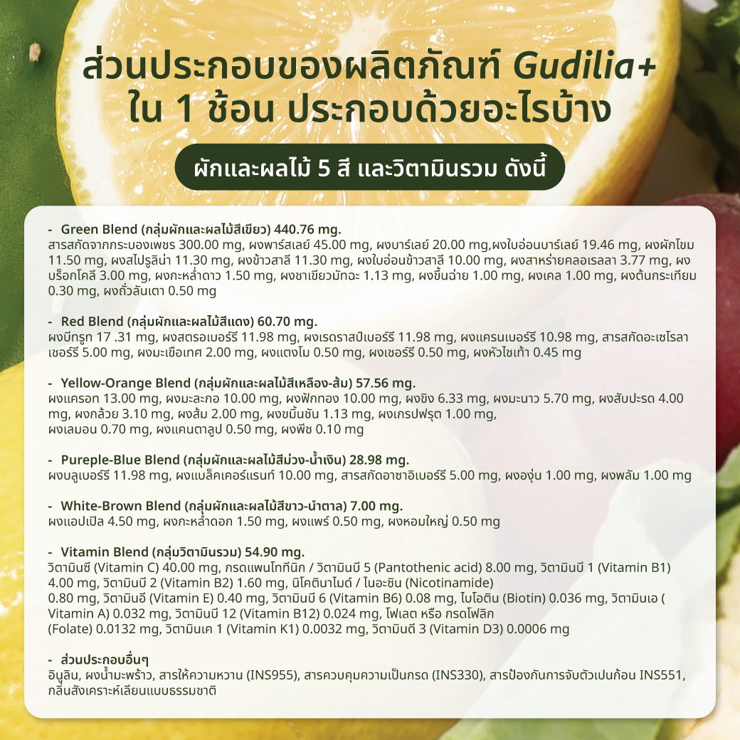 Proove Gudilia+ สารสกัดกระบองเพชร และผักผลไม้รวม 46 ชนิด