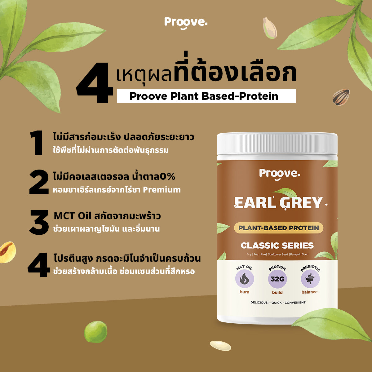 โปรตีนพืช Proove รส ชาเอิร์ลเกรย์ สูตร Classic