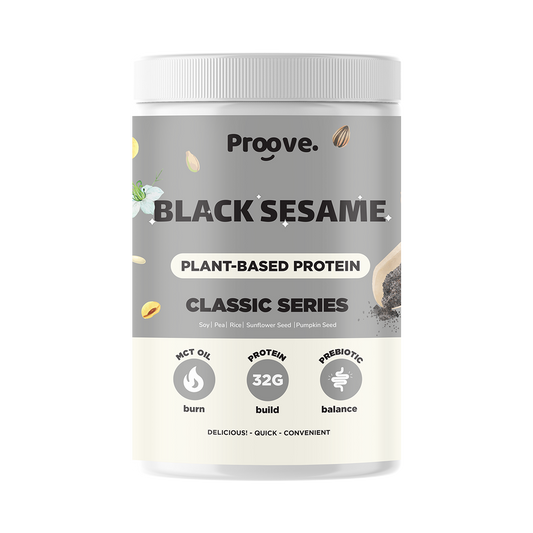 Proove โปรตีนพืช ช่วยเผาผลาญ อร่อย ดื่มง่าย รสงาดำ โปรตีนสูง ไม่มีน้ำตาล แคลต่ำ