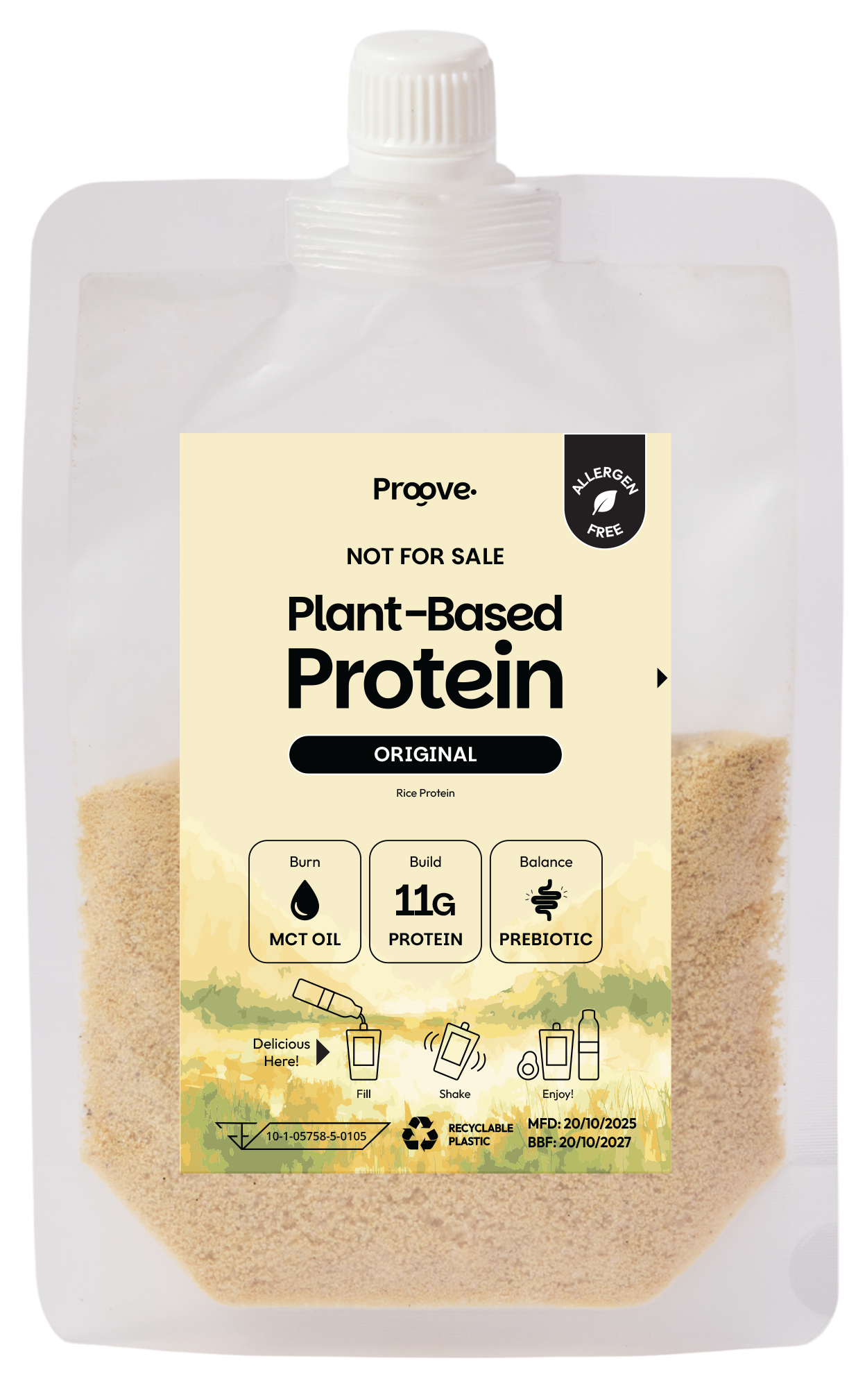 Tester Proove โปรตีนพืช แบบพกพา ช่วยเผาผลาญ อร่อย ดื่มง่าย ลื่นคอ รสออริจินอล Original (สูตรไม่มีถั่ว)