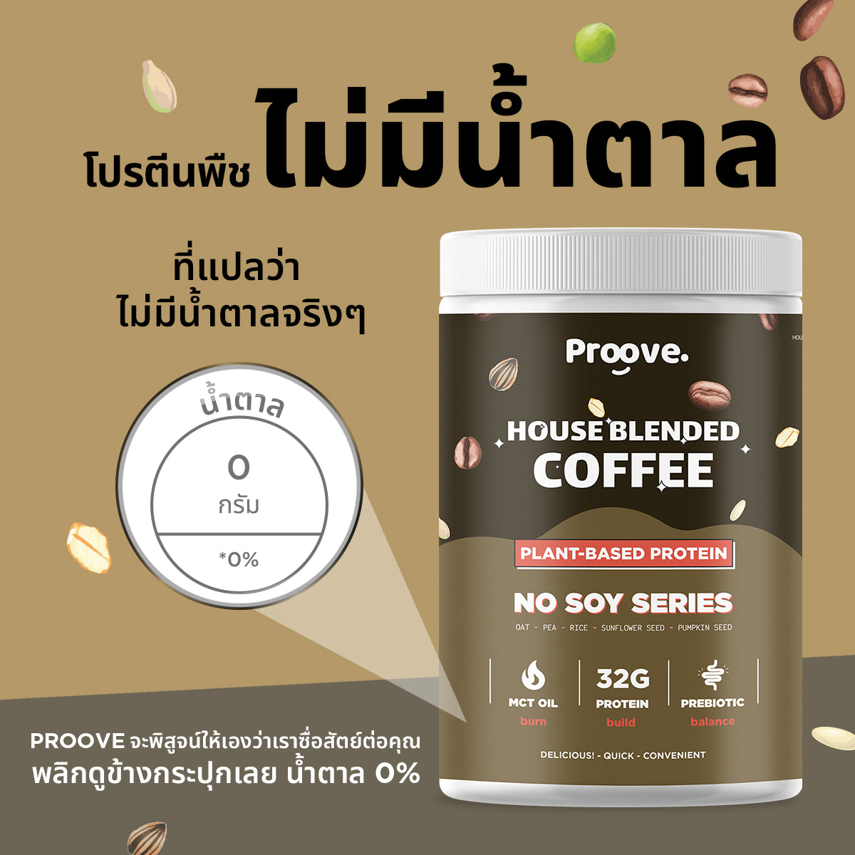 Proove โปรตีนพืช ช่วยเผาผลาญ อร่อย ดื่มง่าย รสกาแฟ โปรตีนสูง ไม่มีน้ำตาล แคลต่ำ
