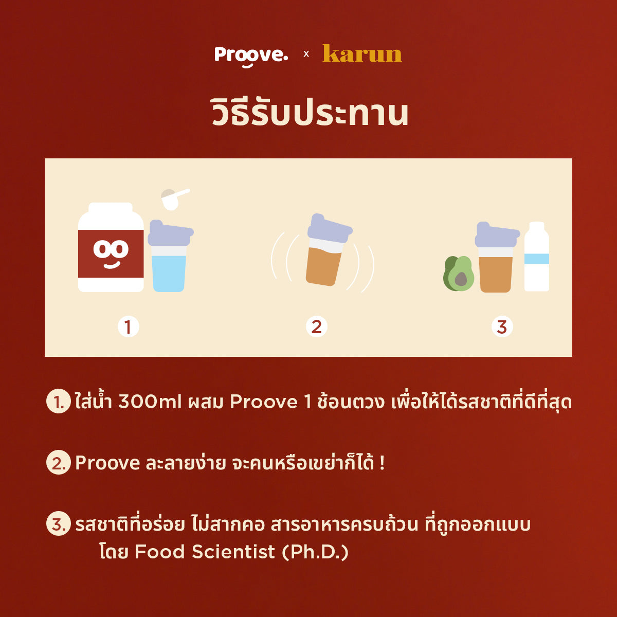 วิธีกินโปรตีนพืช Proove รส ชาไทยพรีเมียมจากการัน สูตร No Soy