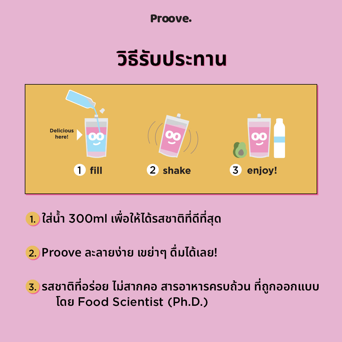 วิธีกินโปรตีนพืช Proove รส นมชมพู สูตร No Soy