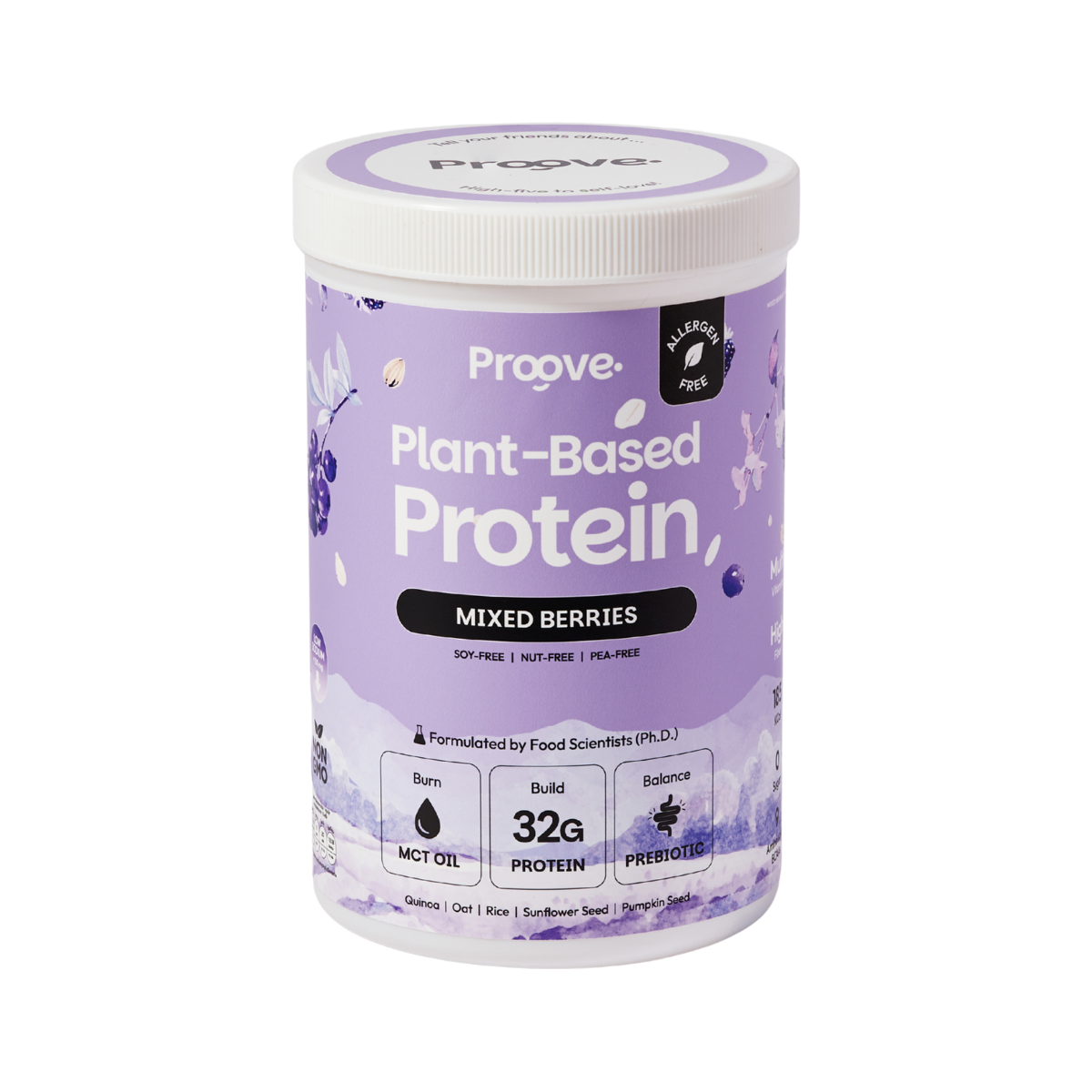 Proove โปรตีนพืช (สูตรไม่มีถั่ว) Mixed Berries ไม่มีน้ำตาล โซเดียมต่ำ