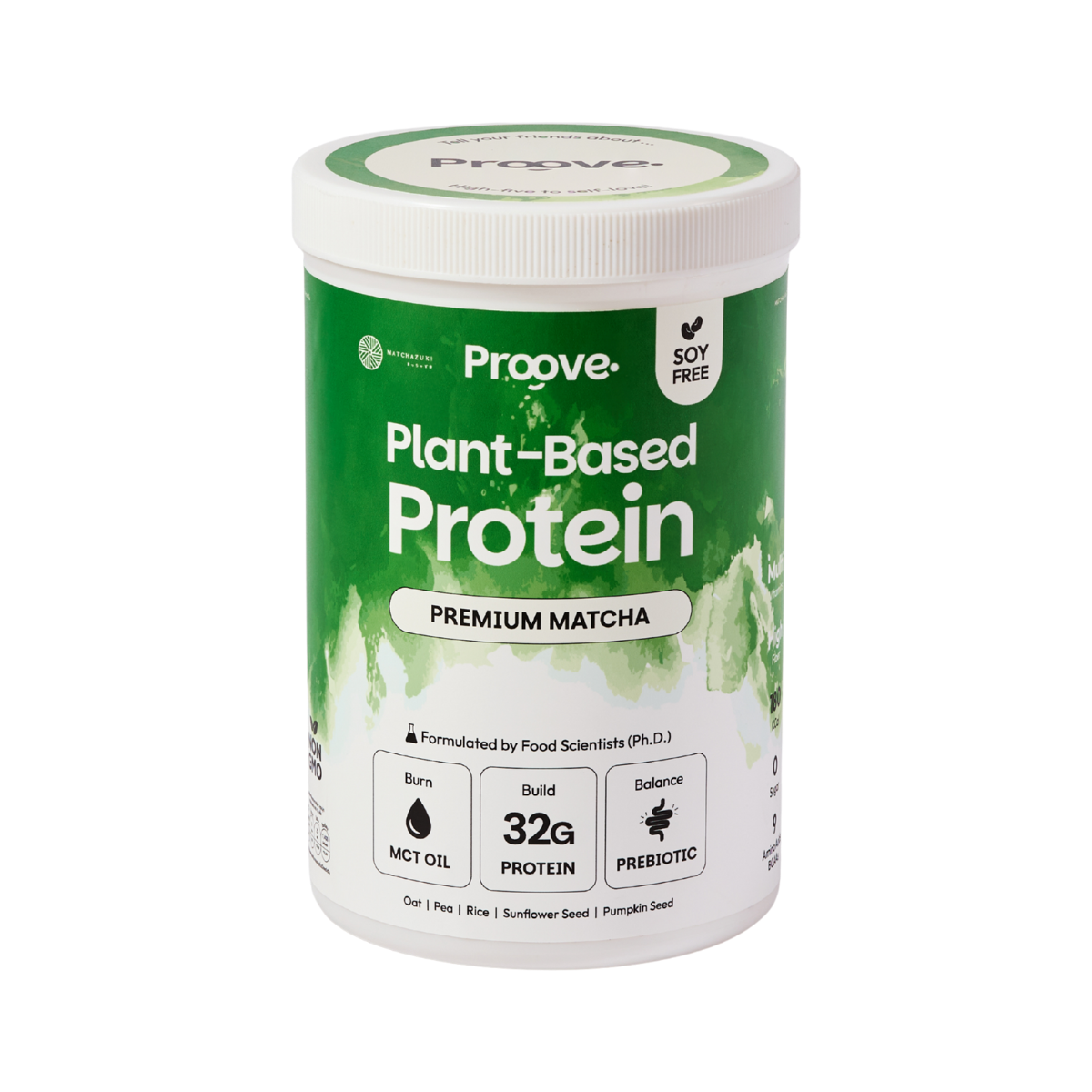 Proove x MATCHAZUKI โปรตีนพืชมัทฉะพรีเมียม หอม เข้มข้น อร่อย ดื่มง่าย ไม่มีถั่วเหลือง
