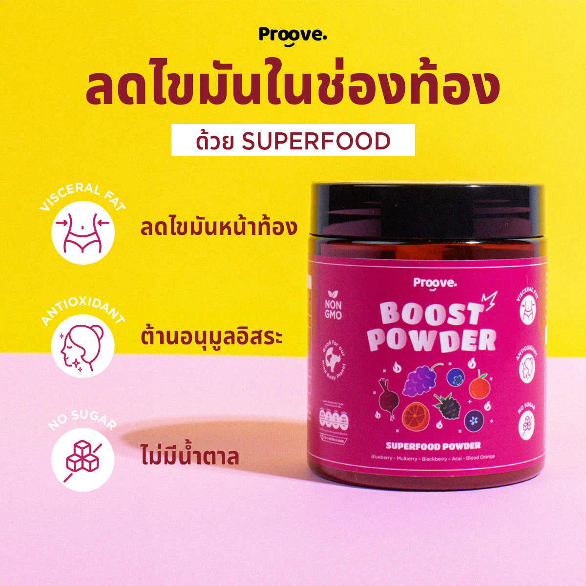 Proove Powder (ผงซุปเปอร์ฟู้ด) ลดไขมันช่องท้อง