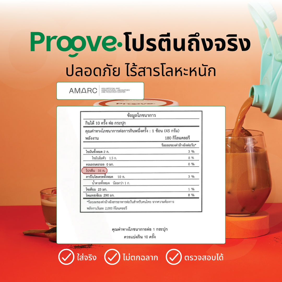 [1 แถม1] Proove โปรตีนพืช ช่วยเผาผลาญ อร่อย ดื่มง่าย รสชาไทย โปรตีนสูง ไม่มีน้ำตาล แคลต่ำ