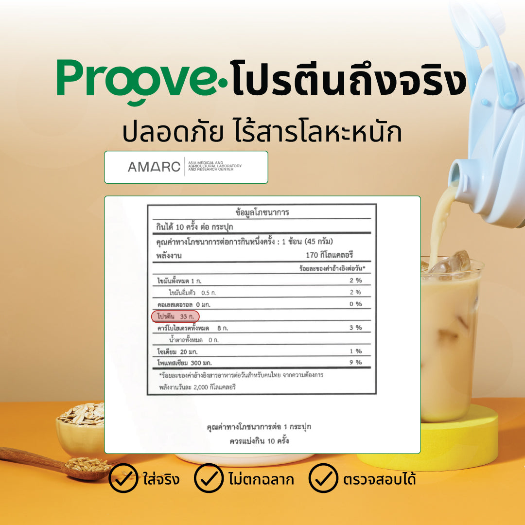Proove โปรตีนพืช ช่วยเผาผลาญ อร่อย ดื่มง่าย รส ออริจินอล โอ๊ต โปรตีนสูง ไม่มีน้ำตาล แคลต่ำ