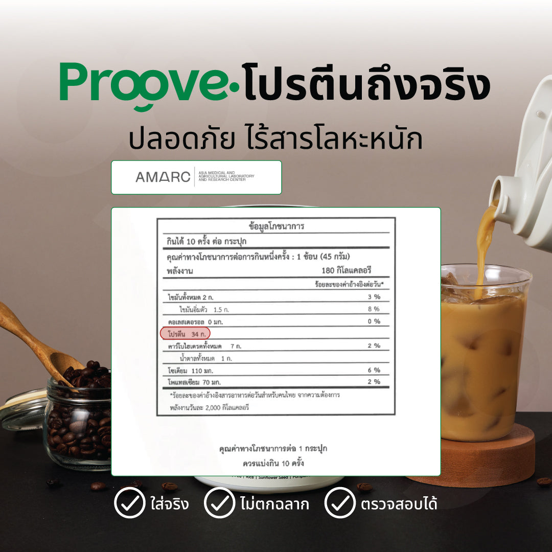 Proove โปรตีนพืช ช่วยเผาผลาญ อร่อย ดื่มง่าย รสกาแฟ โปรตีนสูง ไม่มีน้ำตาล แคลต่ำ