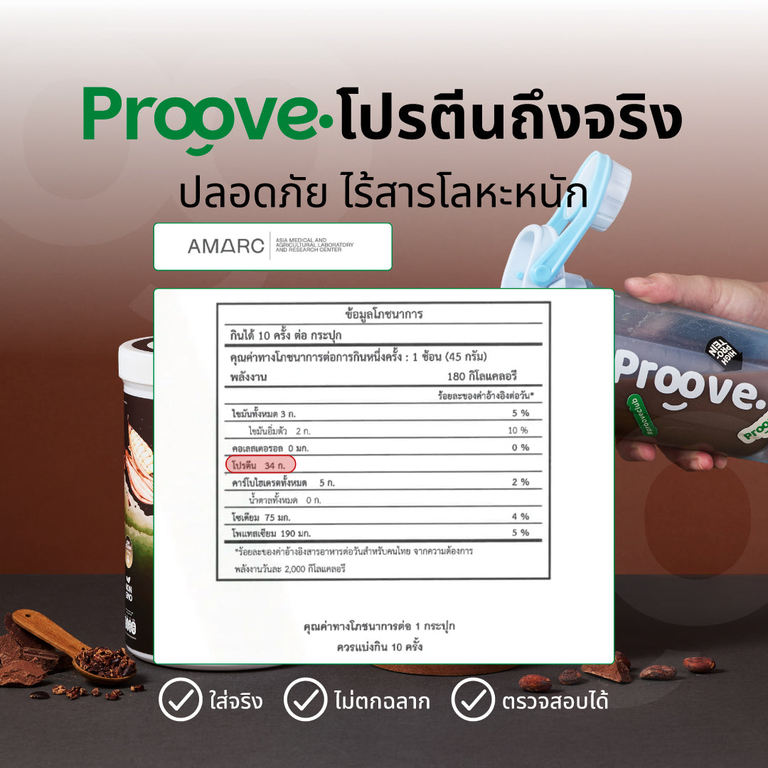 Proove โปรตีนพืช (สูตรไม่มีถั่ว) รสพรีเมียมคาเคา Premium Cacao