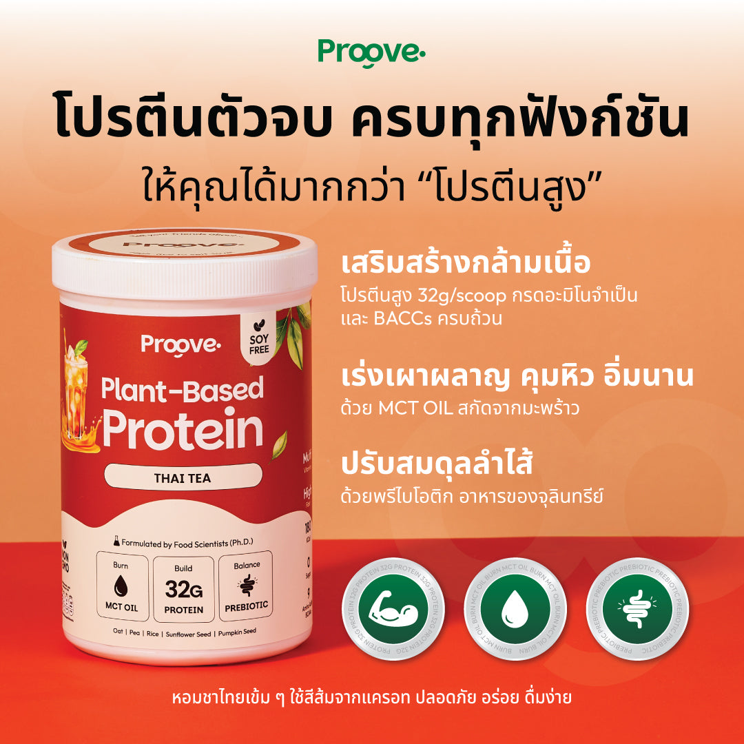 [1 แถม1] Proove โปรตีนพืช ช่วยเผาผลาญ อร่อย ดื่มง่าย รสชาไทย โปรตีนสูง ไม่มีน้ำตาล แคลต่ำ