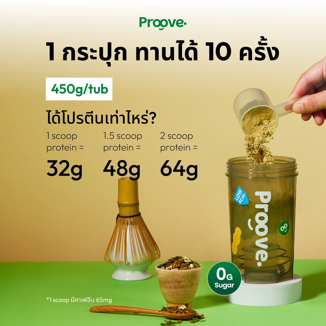 Proove x MATCHAZUKI โปรตีนพืชรสเก็นไมฉะ ชาเขียวกลิ่นหอมข้าวคั่ว หอม อร่อย ดื่มง่าย ไม่มีถั่วเหลือง