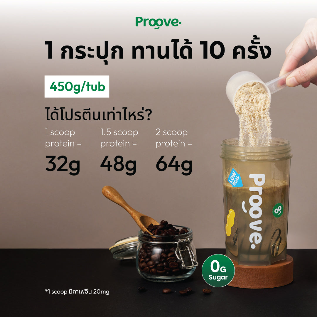 Proove โปรตีนพืช ช่วยเผาผลาญ อร่อย ดื่มง่าย รสกาแฟ โปรตีนสูง ไม่มีน้ำตาล แคลต่ำ