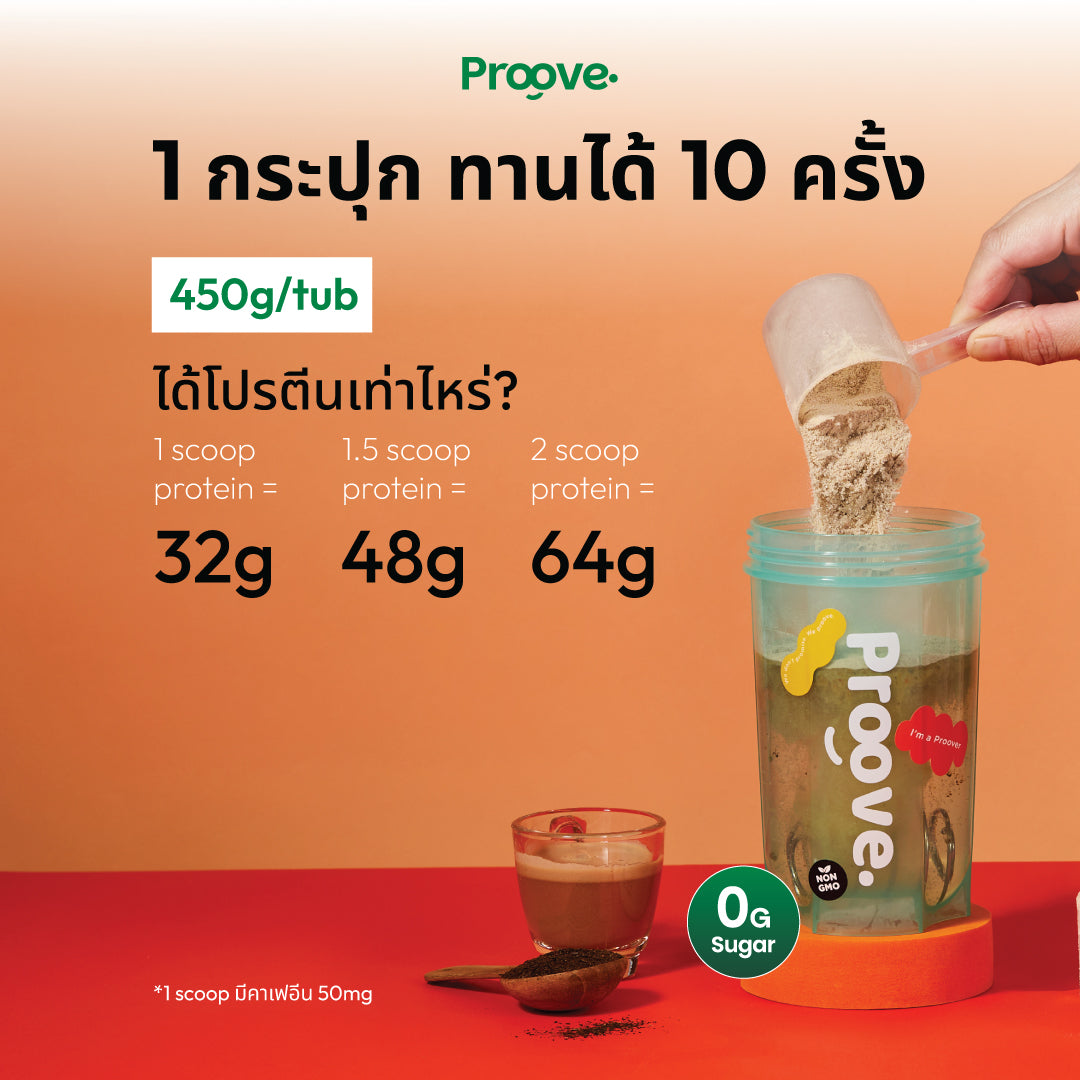 [1 แถม1] Proove โปรตีนพืช ช่วยเผาผลาญ อร่อย ดื่มง่าย รสชาไทย โปรตีนสูง ไม่มีน้ำตาล แคลต่ำ