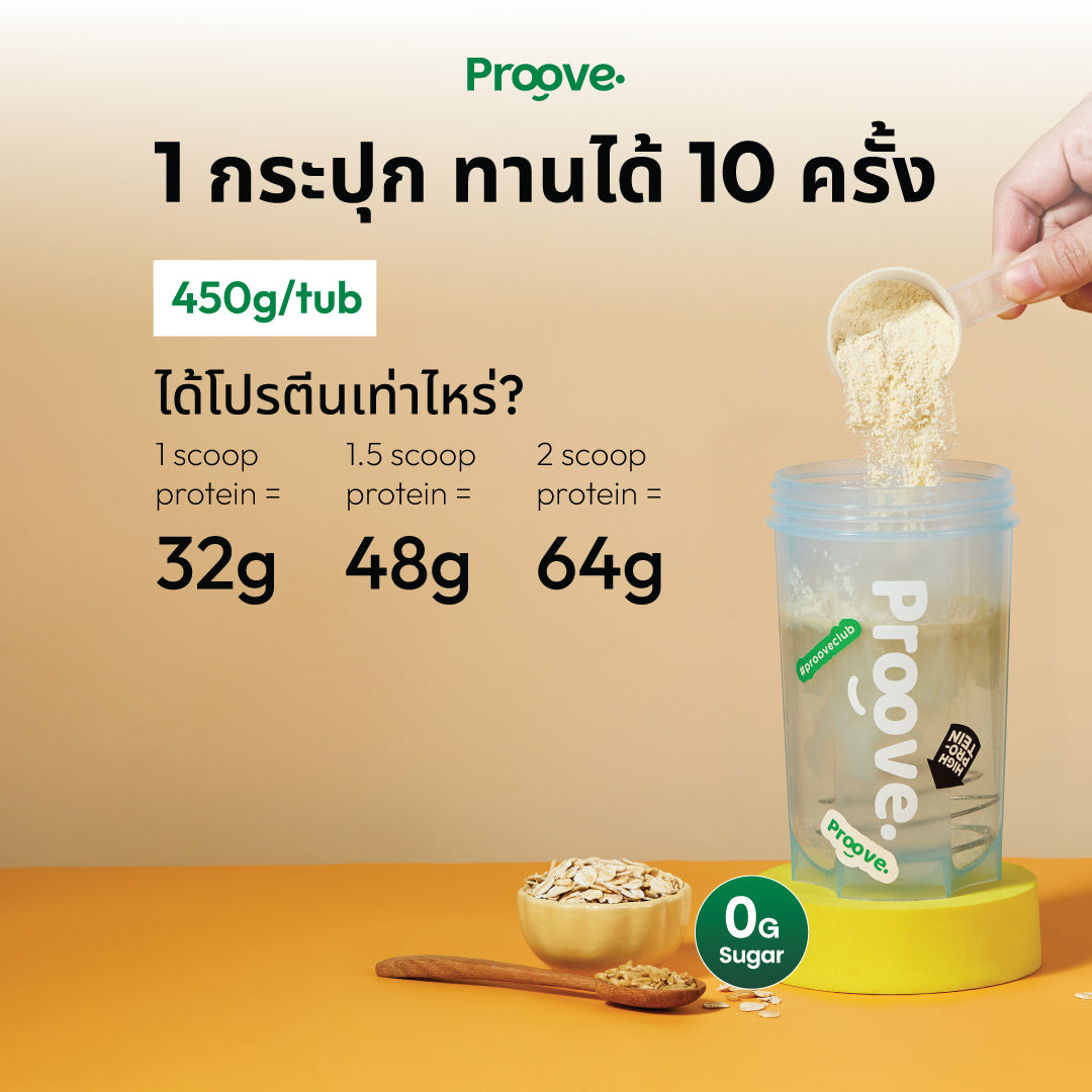Proove โปรตีนพืช ช่วยเผาผลาญ อร่อย ดื่มง่าย รส ออริจินอล โอ๊ต โปรตีนสูง ไม่มีน้ำตาล แคลต่ำ