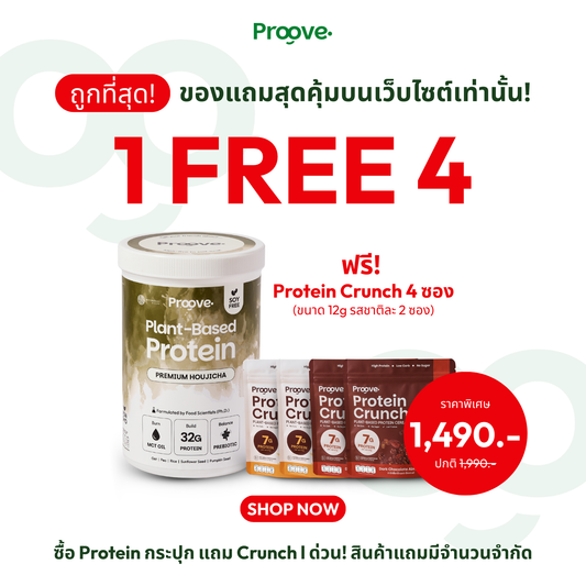 ซื้อ 1 แถม 4 ⚡️Houjicha ฟรี Crunch พกพา 4 ซอง