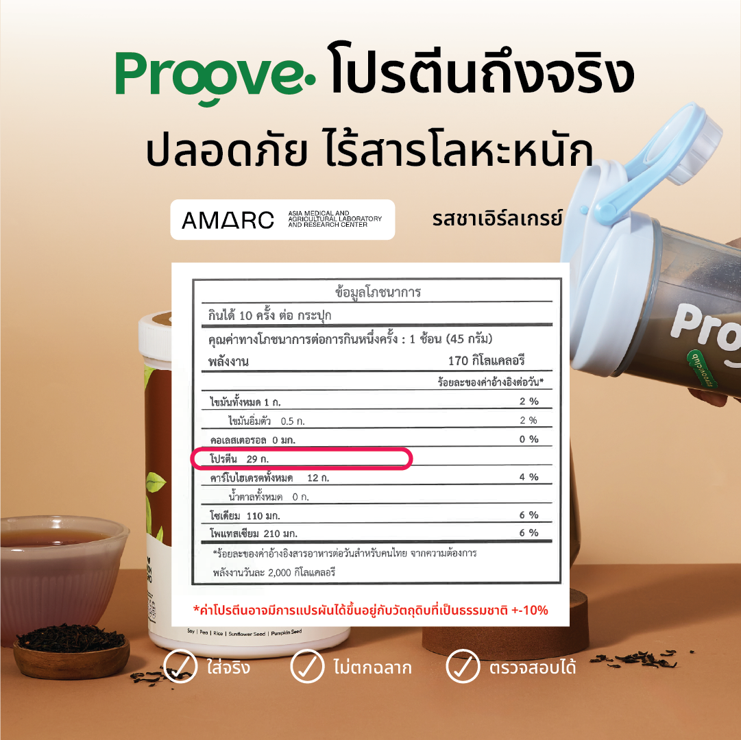 [1 แถม1] Proove โปรตีนพืช ช่วยเผาผลาญ อร่อย ดื่มง่าย รสชาเอิร์ลเกรย์ โปรตีนสูง ไม่มีน้ำตาล แคลต่ำ