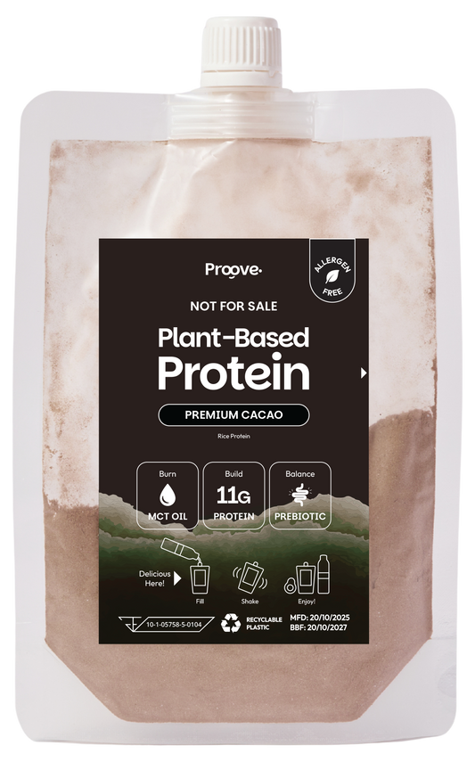 Tester Proove โปรตีนพืช แบบพกพา ช่วยเผาผลาญ อร่อย ดื่มง่าย ลื่นคอ รสพรีเมียมคาเคา Premium Cacao (สูตรไม่มีถั่ว)