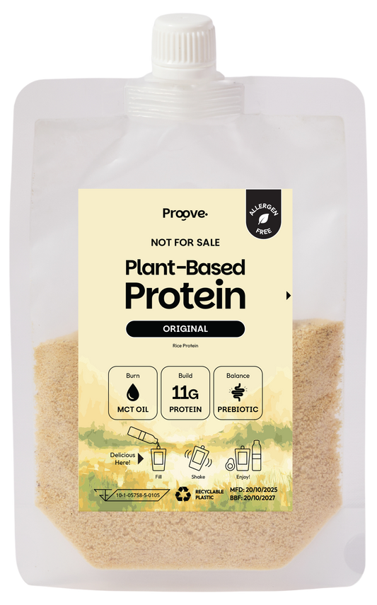 Tester Proove โปรตีนพืช แบบพกพา ช่วยเผาผลาญ อร่อย ดื่มง่าย ลื่นคอ รสออริจินอล Original (สูตรไม่มีถั่ว)