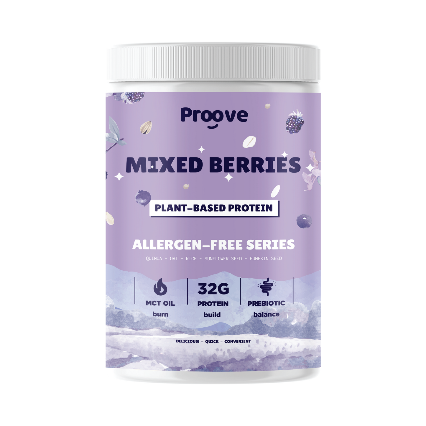 Proove โปรตีนพืช (สูตรไม่มีถั่ว) Mixed Berry  ไม่มีน้ำตาล โซเดียมต่ำ