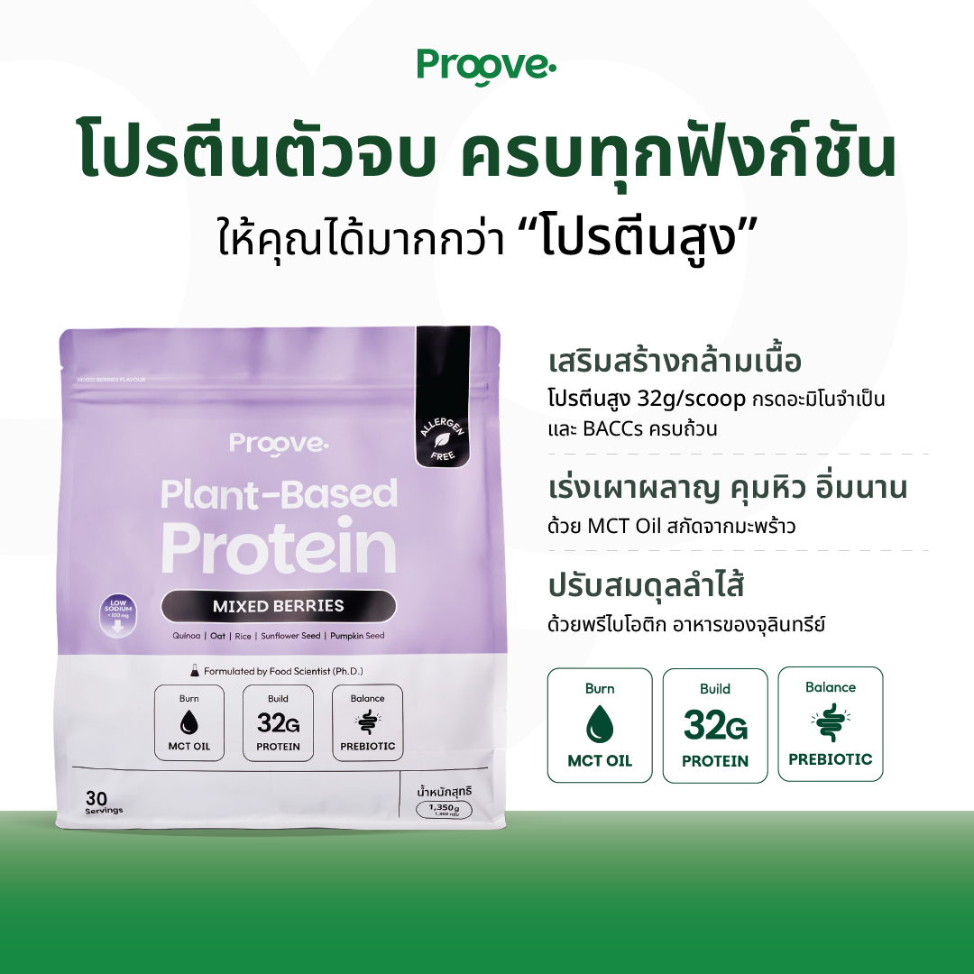 Proove โปรตีนพืช ขนาดสุดคุ้ม! 30 servings รส MIXED BERRIES
