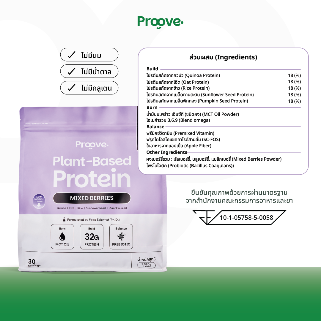 Proove โปรตีนพืช ขนาดสุดคุ้ม! 30 servings รส MIXED BERRIES