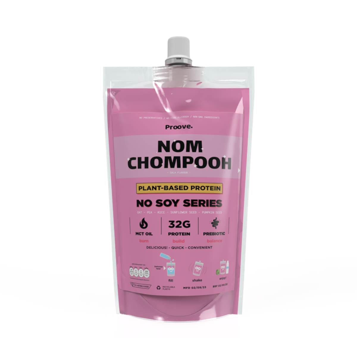 Proove โปรตีนพืชสูตรไม่มีถั่วเหลือง รสนมชมพู โปรตีน 32 g/scoop – Proove ...