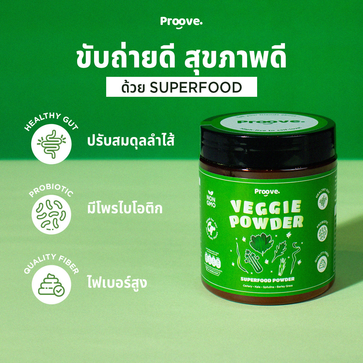 Veggie powder (ผงซุปเปอร์ฟู้ด) ช่วยการขับถ่าย ลดปัญหาสิว ไฟเบอร์สูง มี Probiotics Prebiotics