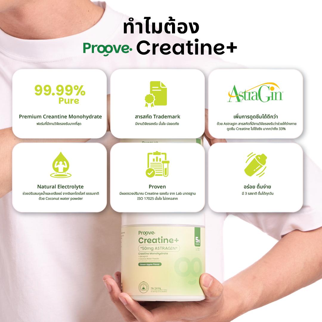 Proove Creatine+  ดูดซึมไวด้วย Astragin - 3 รสชาติ