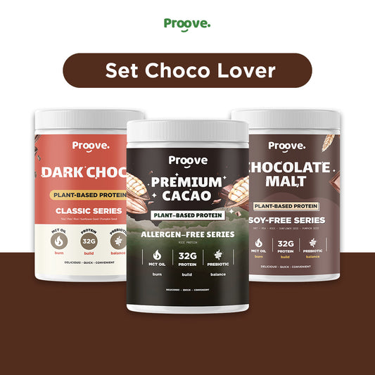 (Setขายดี! ซื้อครั้งเดียว คุ้มทั้งเดือน!) Proove โปรตีนพืช Set Choco Lover ชุดช็อกโกแลตสายสุขภาพ รวม 3 รส