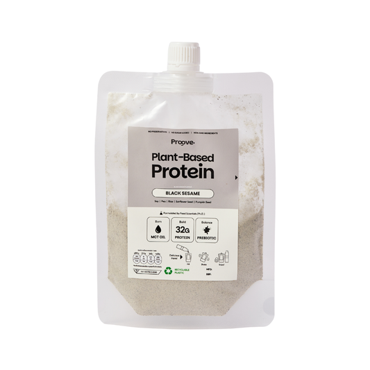 Proove โปรตีนพืช แบบพกพา ช่วยเผาผลาญ อร่อย ดื่มง่าย รสงาดำ โปรตีนสูง ไม่มีน้ำตาล แคลต่ำ