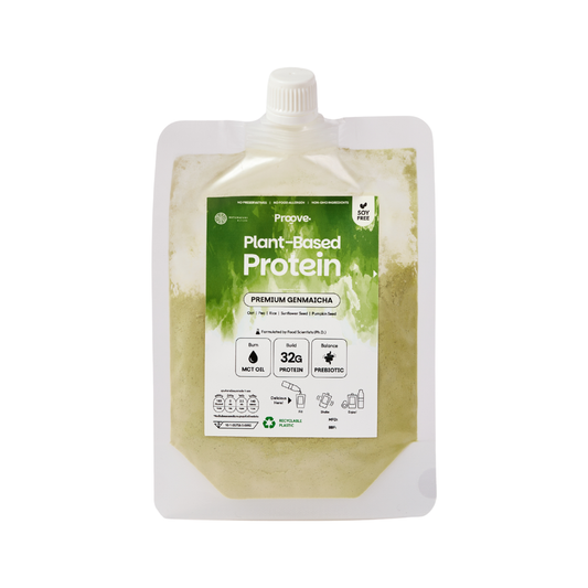 Proove โปรตีนพืช แบบพกพา รสเก็นไมฉะ ชาเขียวกลิ่นหอมข้าวคั่ว หอม อร่อย ดื่มง่าย ไม่มีถั่วเหลือง